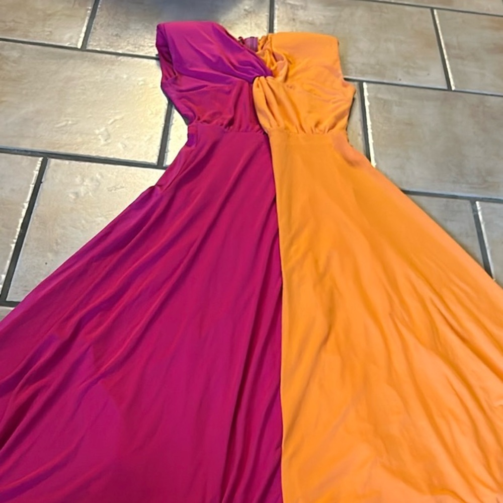 Cayro measures small Vibrant Pink and Orange Women's Dress - Picture 3 of 12